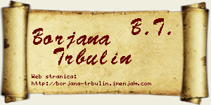 Borjana Trbulin vizit kartica